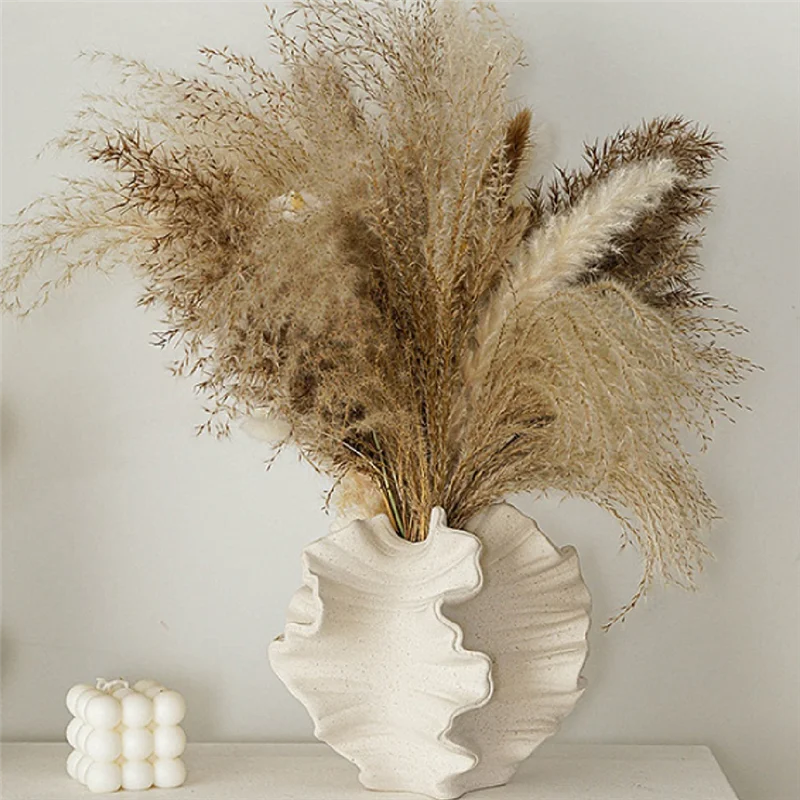 

Coral Vase Nordic Art Container For Flower Pampas Grass Vase Living Room Tabletop Centerpieces Decor Creamy-White B Easy To Use