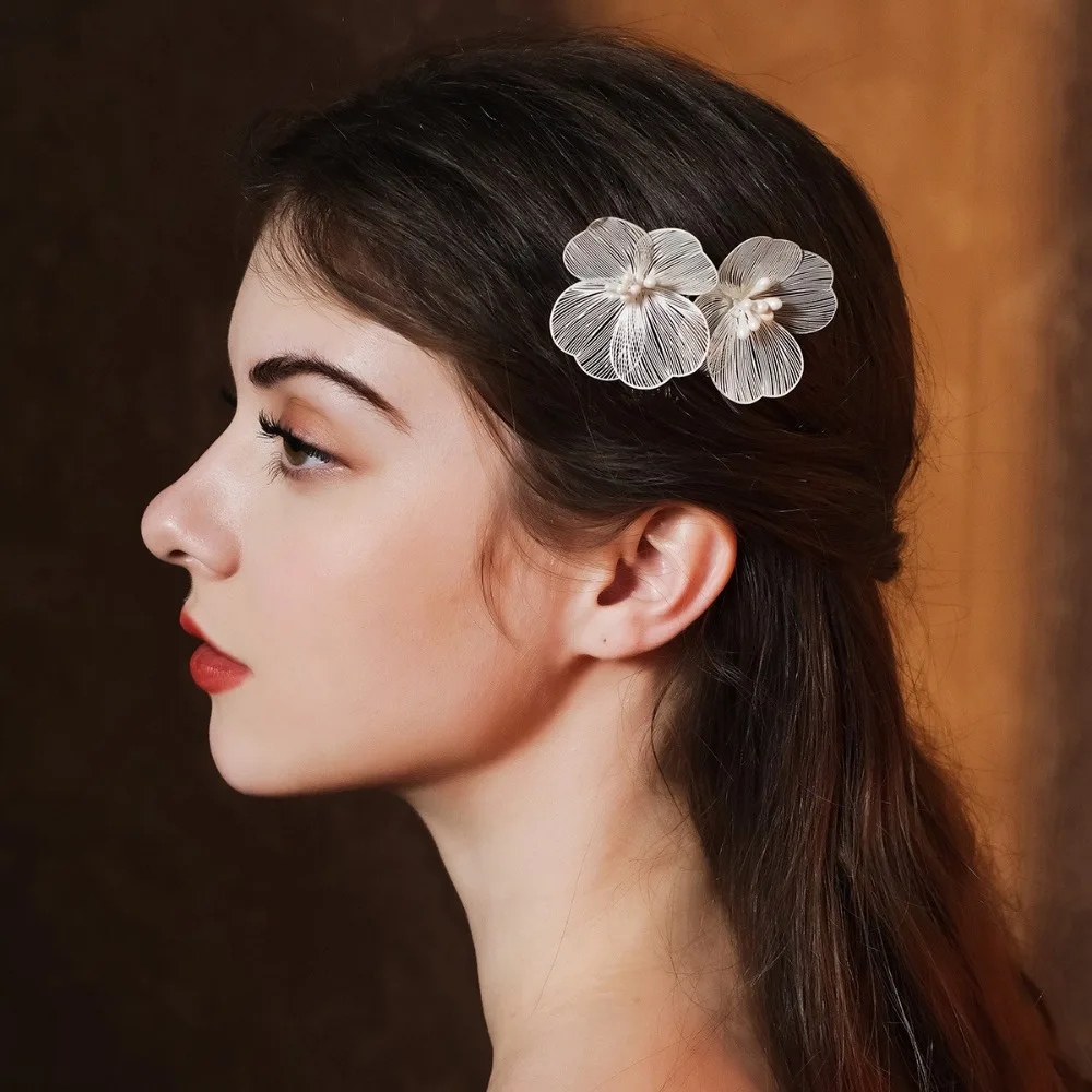 Vintage Fee Bloemen Bruids Accessoires Voor Bruiloft Kunstroze Bloem Haarspeld Clip Voor Meisjes Bruiloft Haaraccessoires