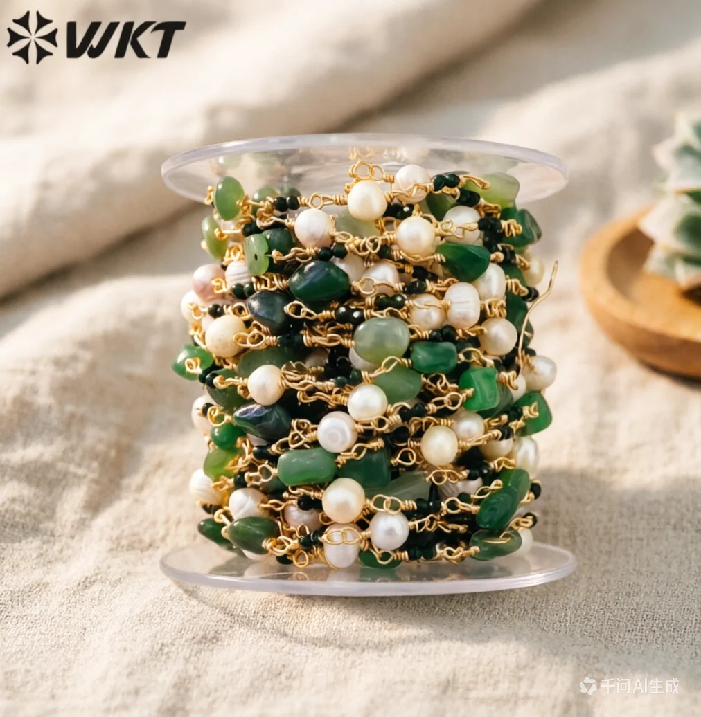 

WT-RBC224 WKT 2023 Привлекательная акционная цепочка из камней-наггетсов, жемчуга и 18-каратного золота, роскошный подарок для вечеринки, новый стиль, аксессуары для танцев.