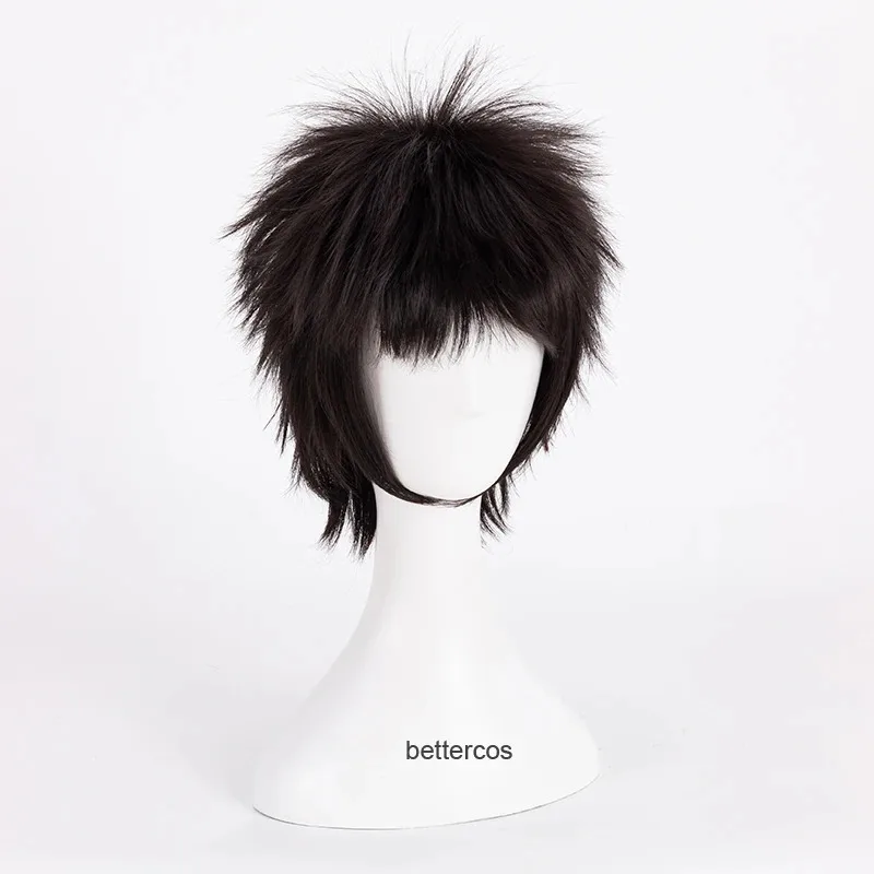Pelucas de Cosplay Trafalgar D Water Law, pelo sintético corto negro resistente al calor + gorro de peluca