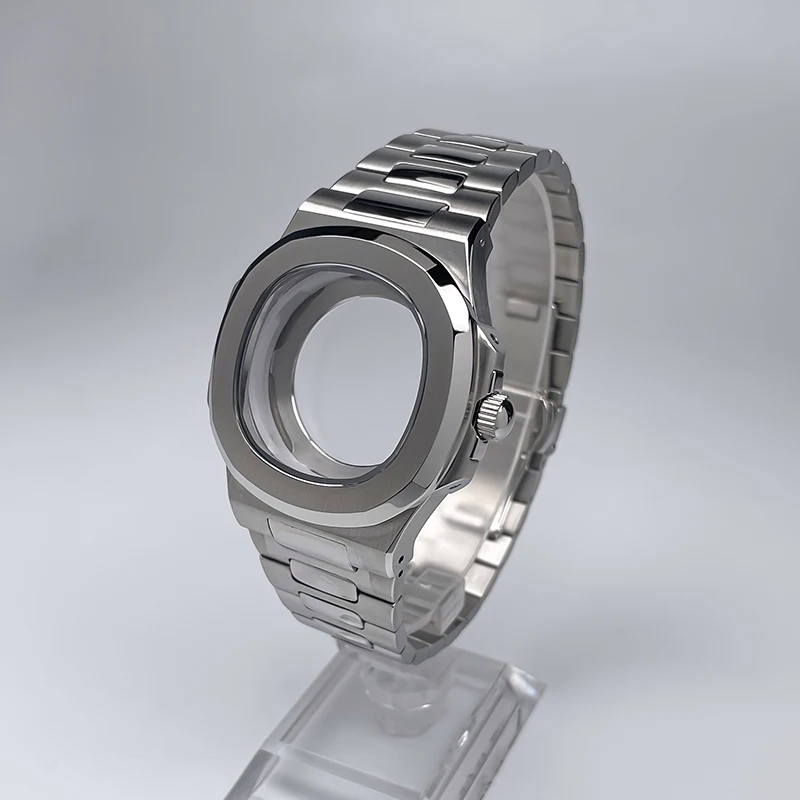 Rose Gold/Silver Square Watch Case Set 43mm Sapphire Glass Compatible with NH35 Movement 30.5mm Dial Watch Upgrade Kit