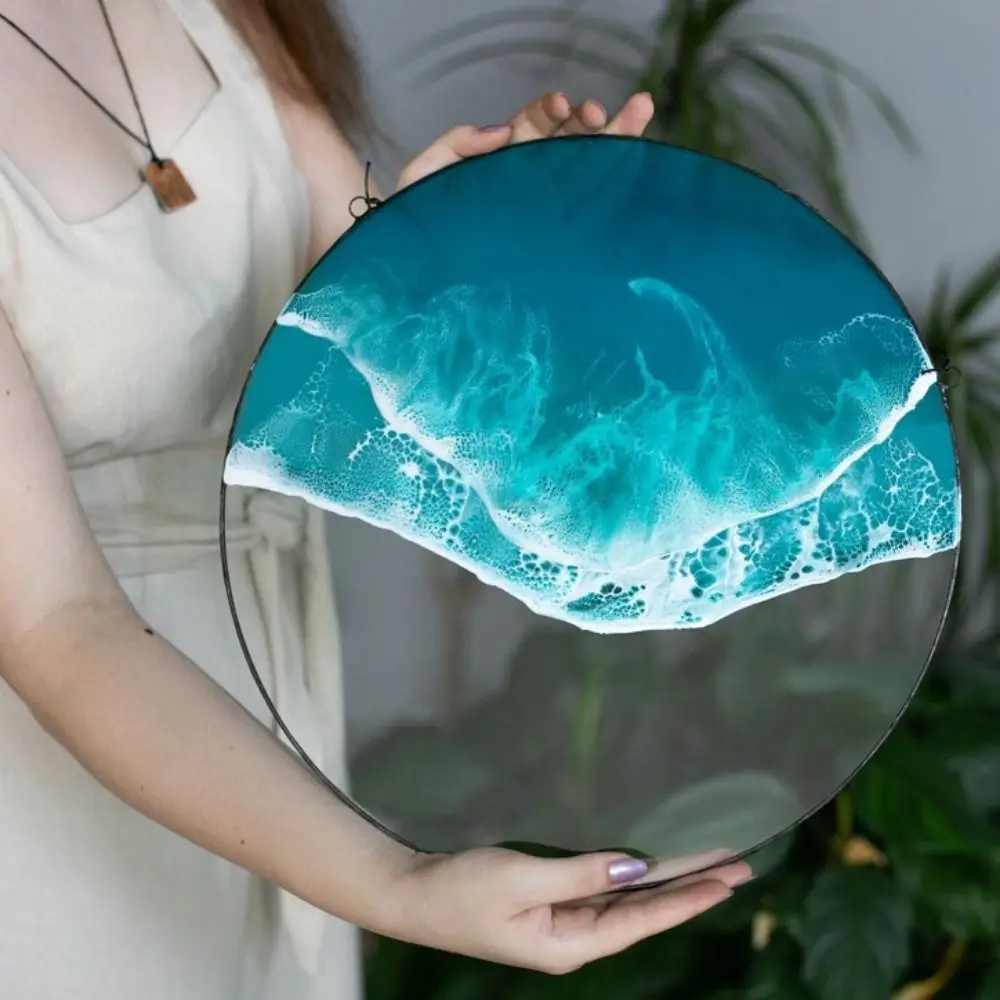 

Ocean Scenery Ocean-Wave Wall Art Hangings with Hanging Rope Round Acrylic Hanging Ornaments Clear Easy Installation