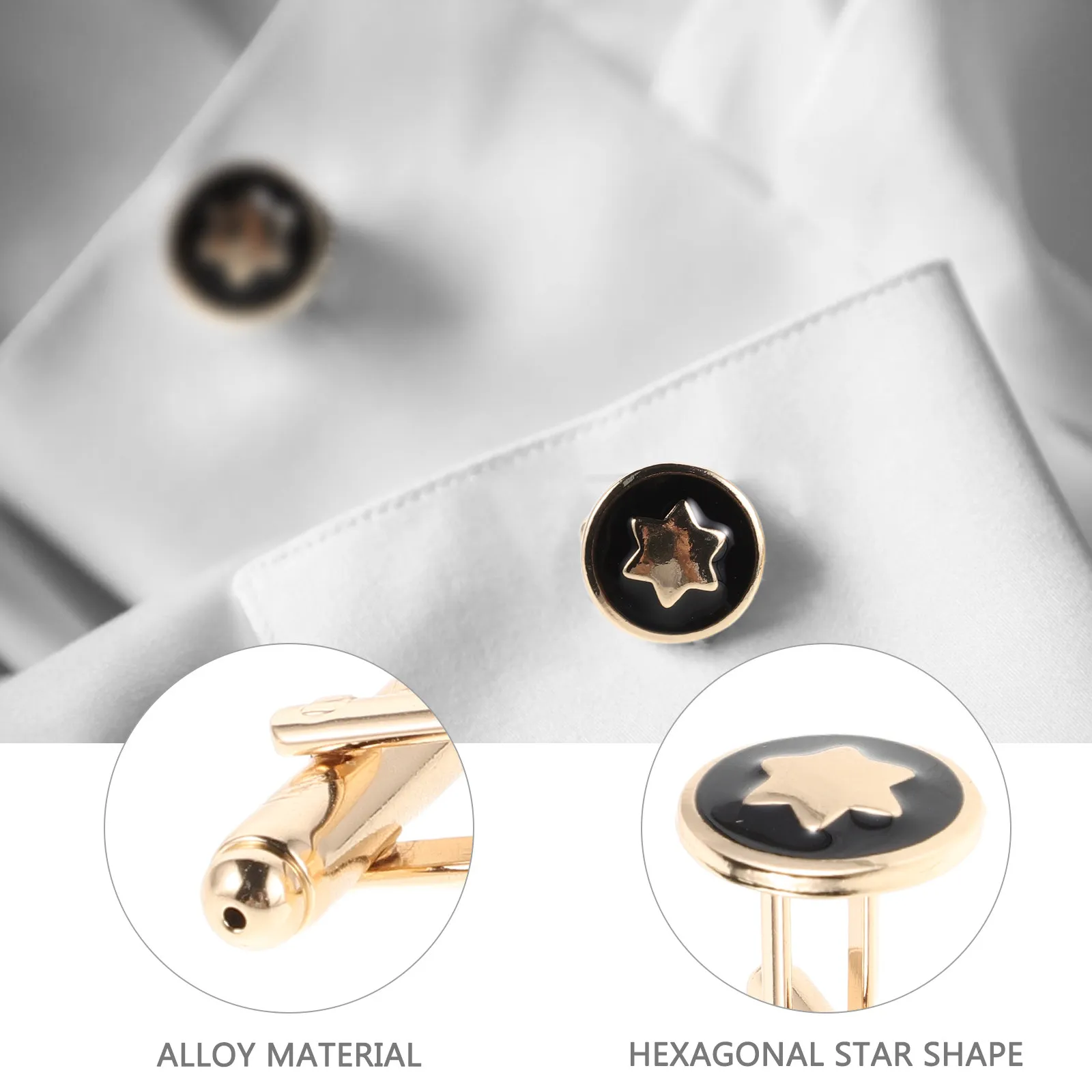 

4Pcs Six-Pointed Star Cuff Links for Men French Cuff Shirts Premium Alloy Business Wedding Groom Accessories Formal Party