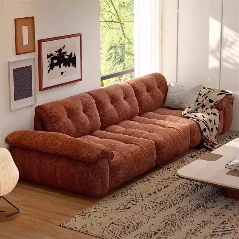 

Fabric sofa living room advanced cream style, straight row sofa combination