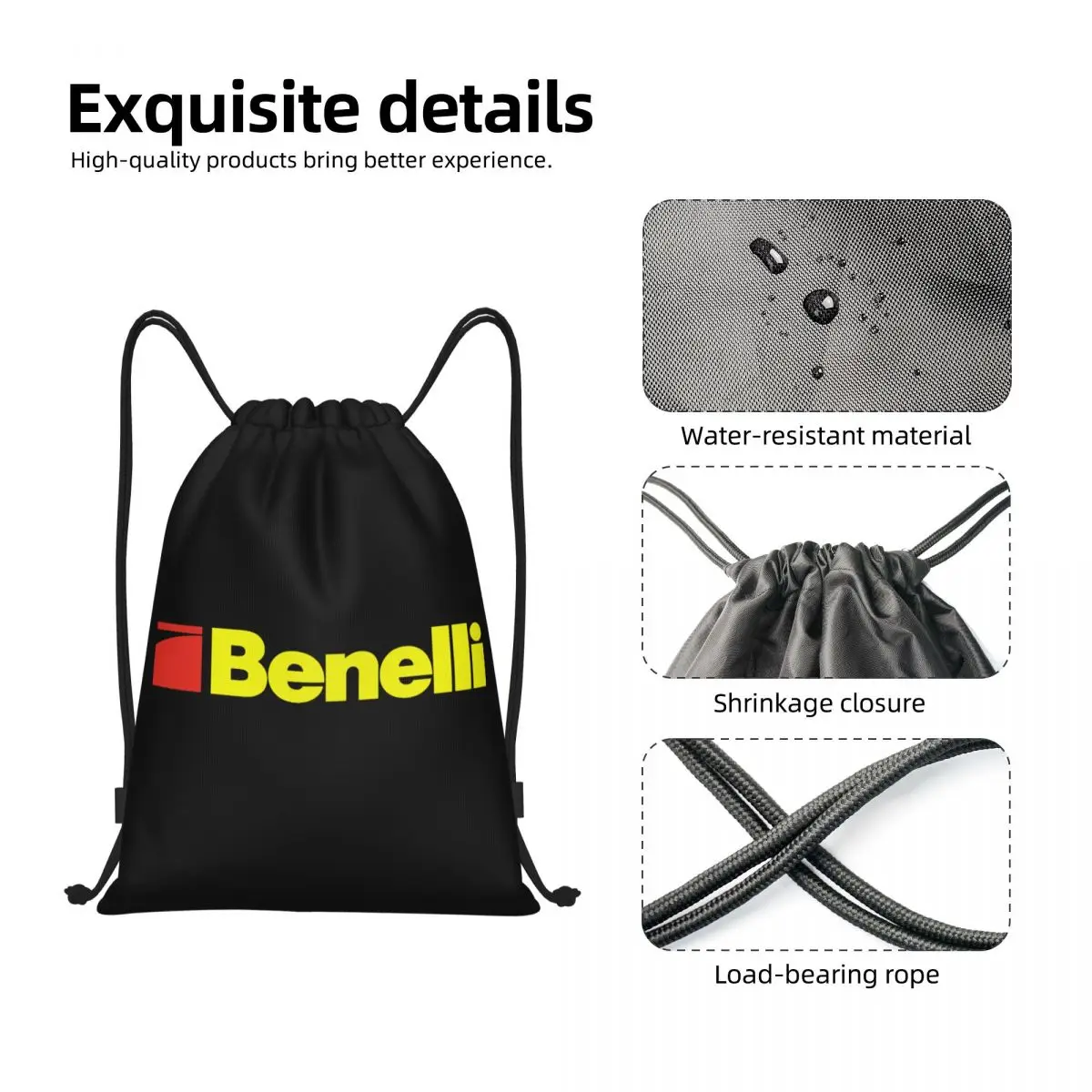 Benelli-Sac à Dos Personnalisé Jaune pour Homme et Femme, Arme à enquêter, Luminoter, Proximité, Sac à Dos de Yoga, Sac de dehors, Gym