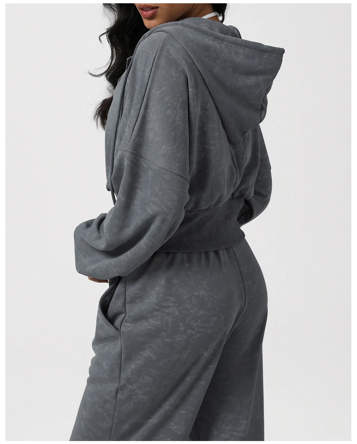 الخريف الشتاء التعادل صبغ تجريب اللياقة البدنية ملابس رياضية التعادل صبغ طويلة الأكمام مقنعين جاك عالية الخصر بنطال ذو قصة أرجل واسعة تشغيل البدلة #6