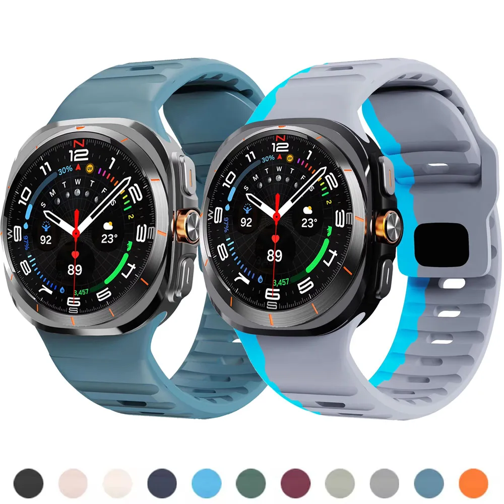 Tali jam tangan Samsung Galaxy, silikon olahraga tanpa celah, pita Ultra 47mm untuk jam tangan gelang pengganti Ultra