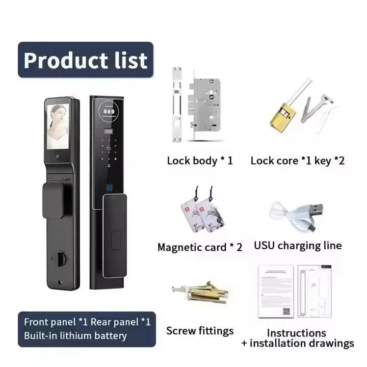 Tuya Smart Wood Door Lock with 3D Face Recognition & WiFi Automatic Biometric Security Digit Lock & Camera view 6