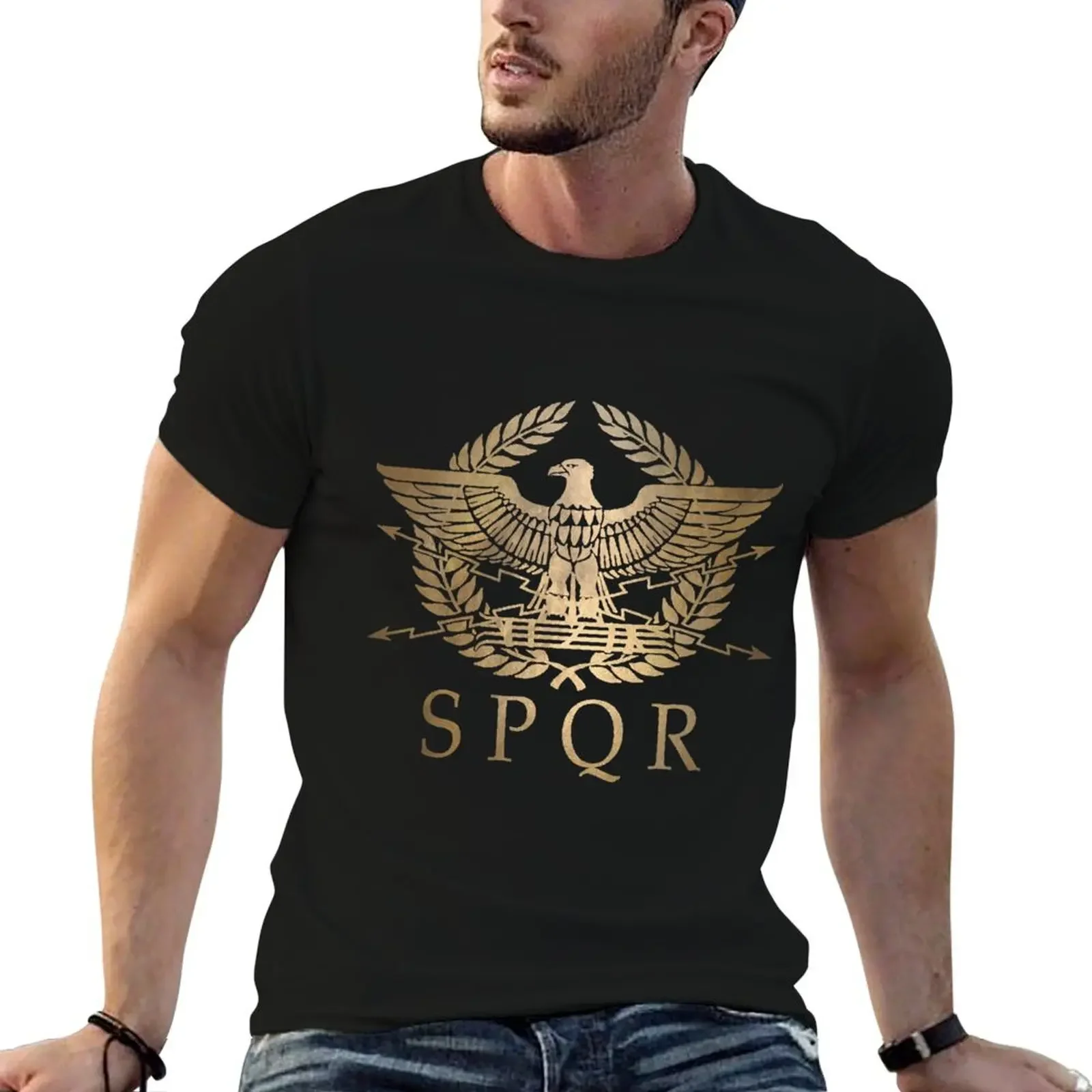 

SPQR- Roman Empire Standard Shield T-Shirt tops Anime t-shirt Louboutins mens graphic t-shirts