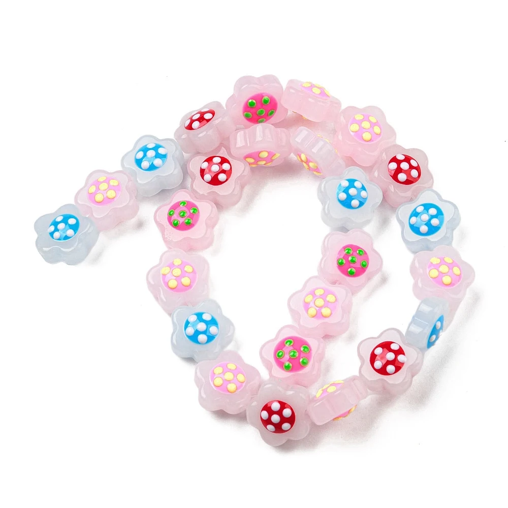 

PandaHall 1 Strand Multi-Color Hand Drawn Glass Flower Beads with Enamel, 14-15x14x8-8.5mm with 1mm Hole for DIY Jewelry Making