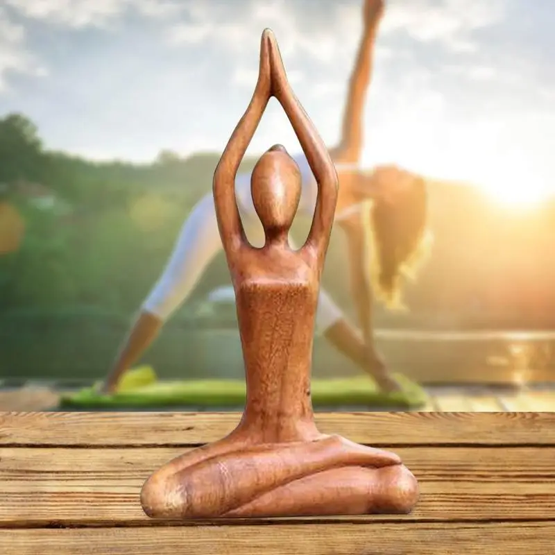 Wooden Yoga Pose Sculpture Abstract Yoga Meditation Statue Hand
