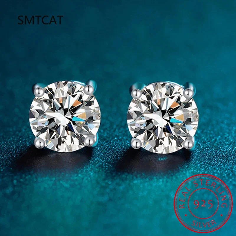 D Color Brilliant Round Cut Lab Moissanite Diamond Stud Earrings for Women 925 Sterling Silver Gold Plated Wedding Jewelry