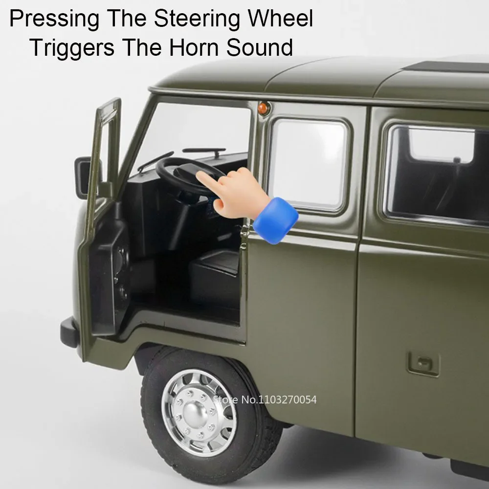 1:18 rússia liga uaz viajante caçador diecast modelo brinquedos carro spund luz puxar para trás 6 portas abertas veículos menino crianças presente ornamento