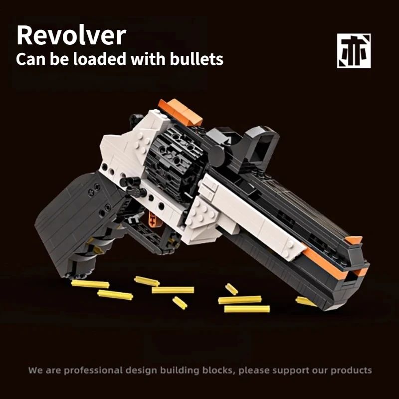 377PCS Creative revolver Building Blocks MOC Technical Capable of Firing Bullets Assemble Bricks Toy Gift