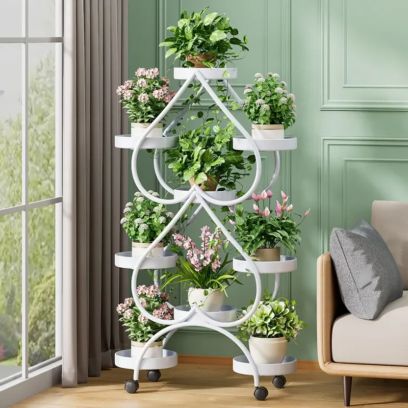 

Designer Flower Rack Living Room Movable Flower Rack Balcony Aesthetics Simple Plant Display Shelf Plantenrek Home Furniture