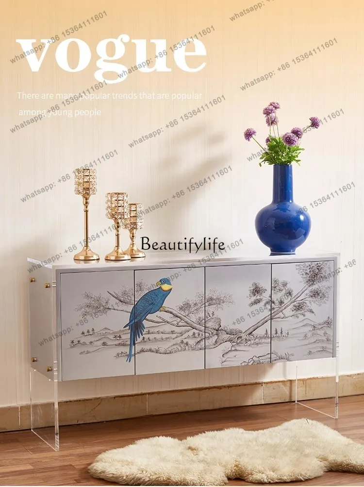 yj7 Living room partition cabinet new Chinese style acrylic locker light luxury decoration
