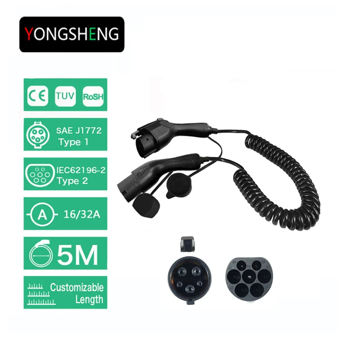 Type2-Type1 3.5KW 16A vendita calda Sae J1772 Iec 62196 modalità 3 spina caricatore portatile EV AC Ev ricarica cavo 5M