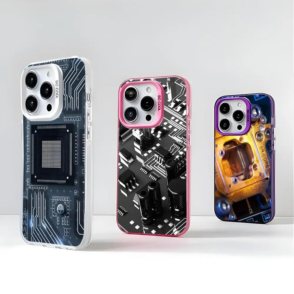 Computer Motherboard Dentro Placa Mae Phone Case 2024 IMD Case For IPhone 16 15 Pro XR XS 7 8 Plus SE2024 Shockproof Color Phon