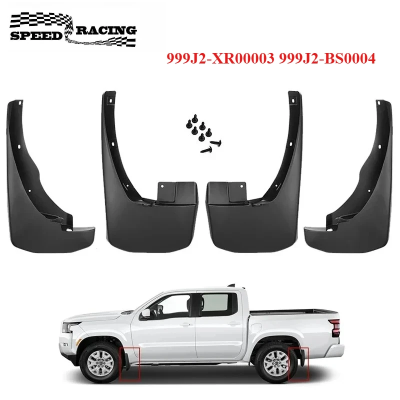 

999J2-XR00003, 999J2-BS0004, 999J2B600004 4Pcs Mud Flaps Splash Guards Mudguards for Nissan Frontier 2005-2022 Pickup 4-door