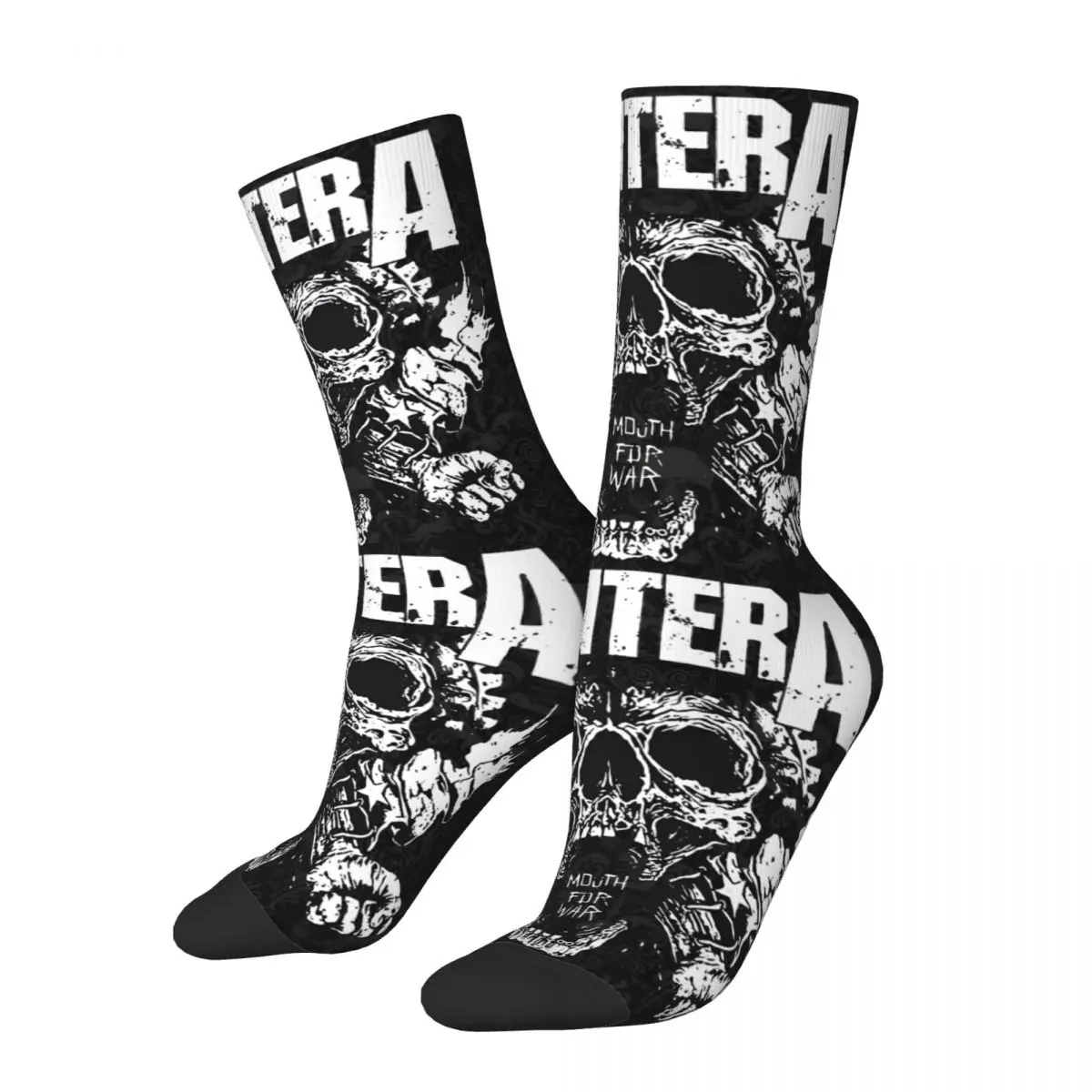 

Crazy compression Rock Skull Sock for Men Vintage Pantera Seamless Pattern Crew Sock Casual