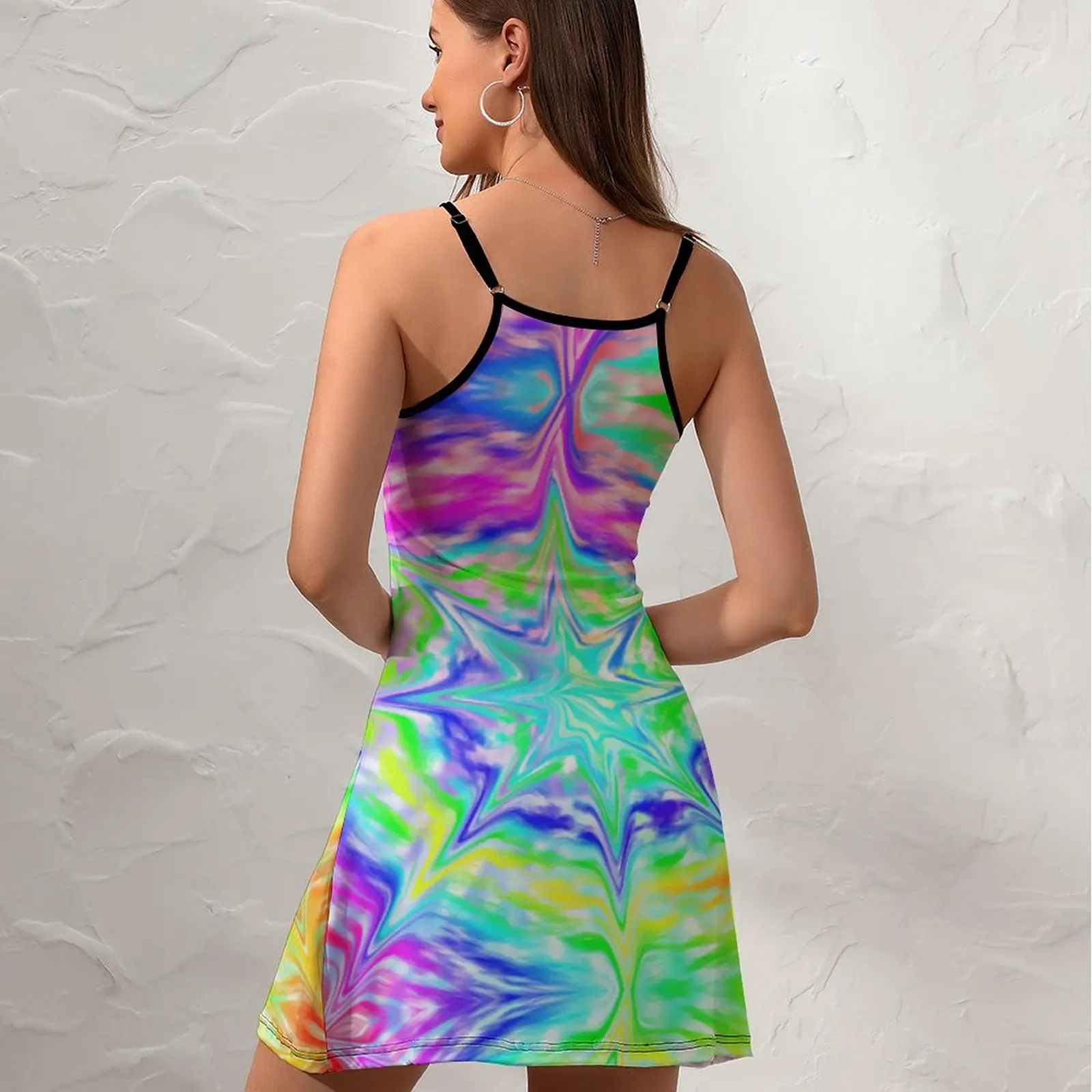 Tie Dye  Women's Sling Dress Humor Graphic Strappy Dress Funny Sexy Woman's Clothing  Parties