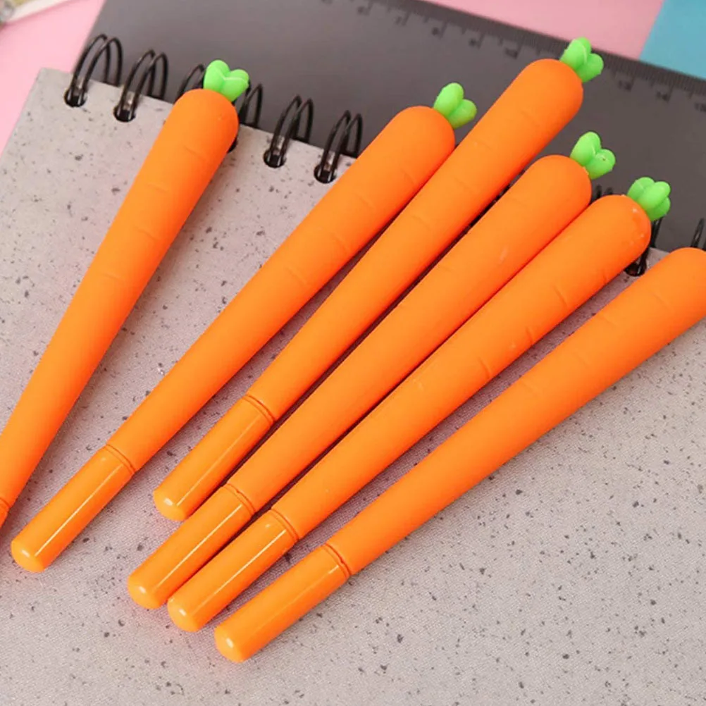 

2 pcs Carrot Gel Ink Pen Fine Nib Smooth Writing For School Office Kids Lightweight Refillable Eco-Friendly Silicone