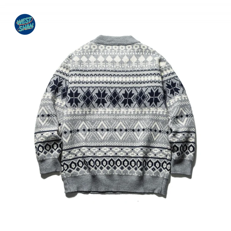Sweater Rajut Premium WESTSHAN Ukuran EU US, Pakaian Luar Ruangan Mewah Bergaya Vintage dengan Motif Etnik untuk Wanita