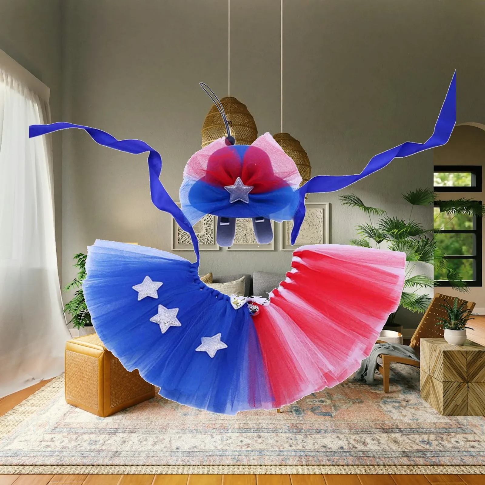 4TH of July Dog Costume Set Dog 4TH of July Outfit Tulle Tutu Skirt 2Pcs Pet Independence Day Costume for Cats Kitten Pet
