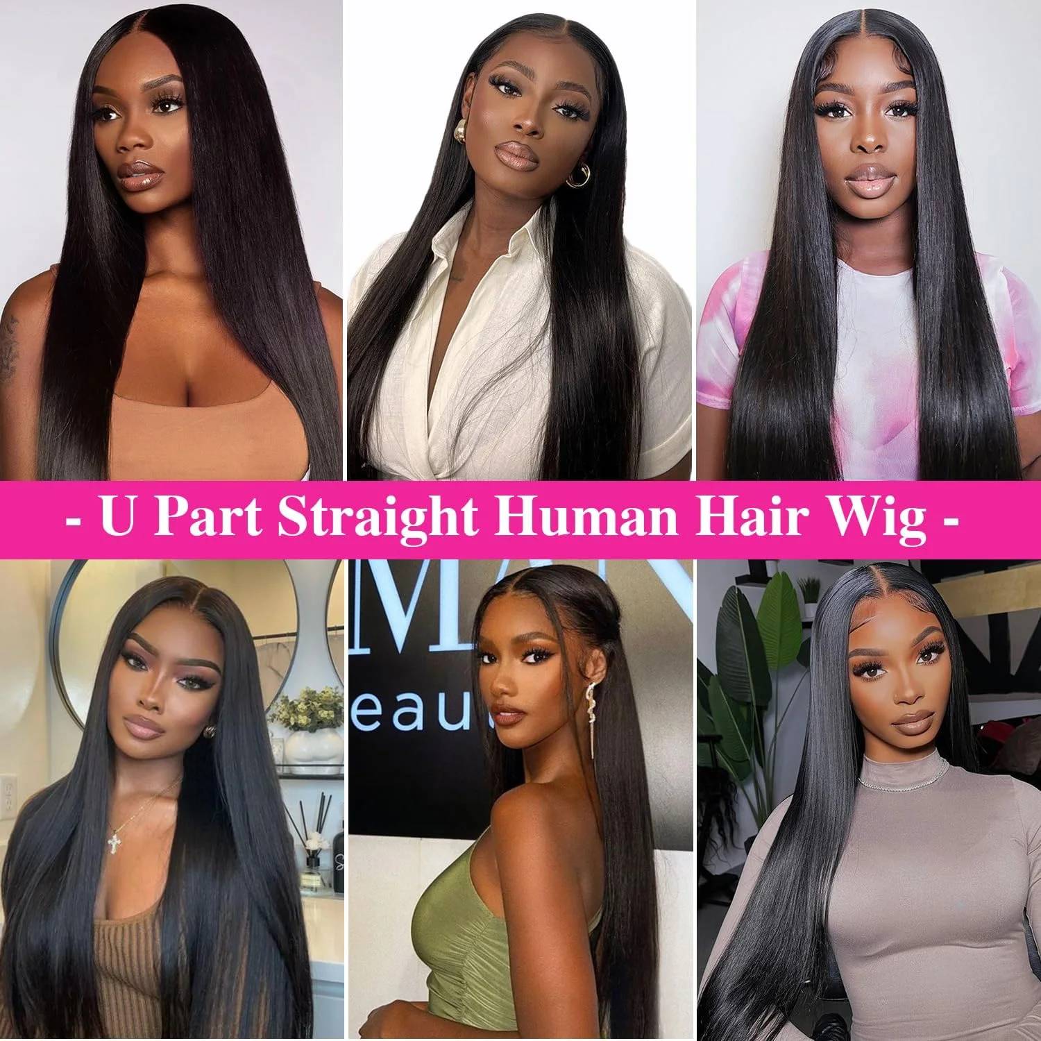 باروكة مستقيمة على شكل حرف U 100% شعر بشري للنساء 30 32 بوصة رخيصة برازيلية بدون غراء باروكات مستقيمة للبيع التخليص بكثافة 220% #6