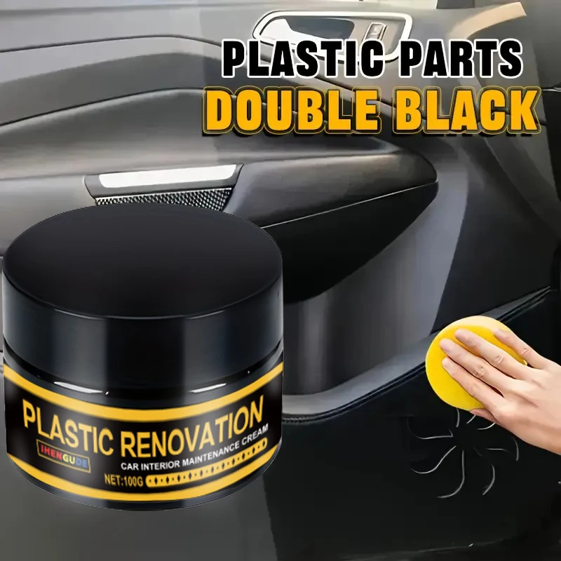 1 Piece 100g Car Plastic Repair Agent Recovery Black Luster Car Interior Leather and Panel Update Wax Coating Car Polishing and Repair Coating Cleaning Rejuvenation Repair Wax