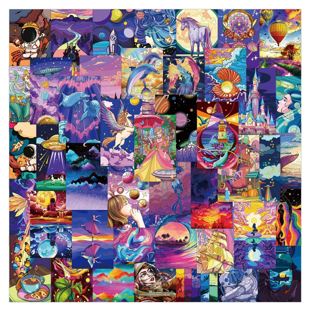 60PCS Beautiful Starry Sky Universe Popular Graffiti Stickers For Notebook Laptop Helmet Decal BulingBulingStickers Store