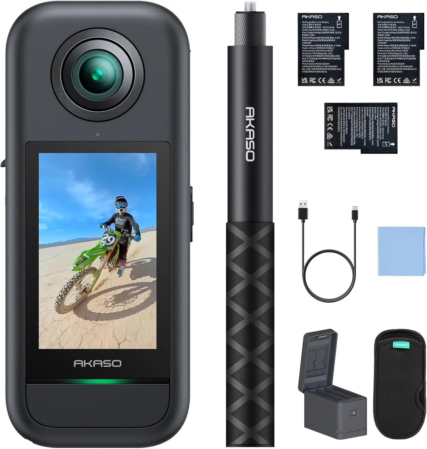 

5.7K 360 ° Экшн-камера с сенсорным экраном, невидимой селфи-палкой и функцией AI-отслеживания для захватывающих приключенческих видео