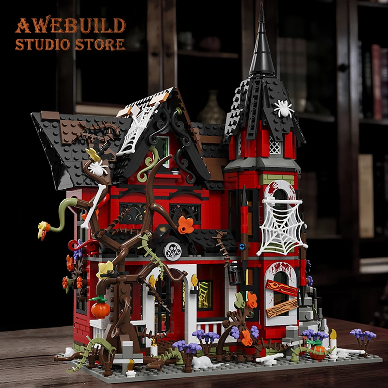 1249Pcs Haunted House Bricks 3D Model Horror Vampire Building MOC Set City Ghost Architecture Blocks Toys Adult Gifts Home Decor view 4