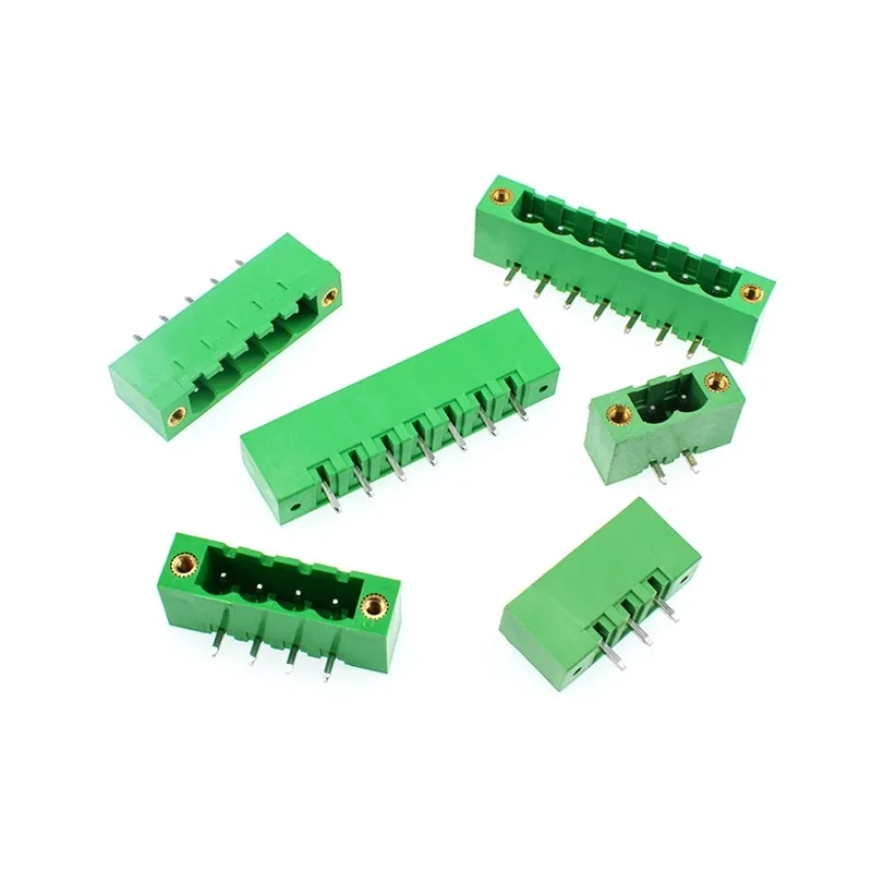 1000pcs/lot 2EDGKM/VM/RM 5.08mm Plug-in Green Terminal with Flange Straight Pin Bending Pin Fixed PCB Wiring Plug 2P-12P