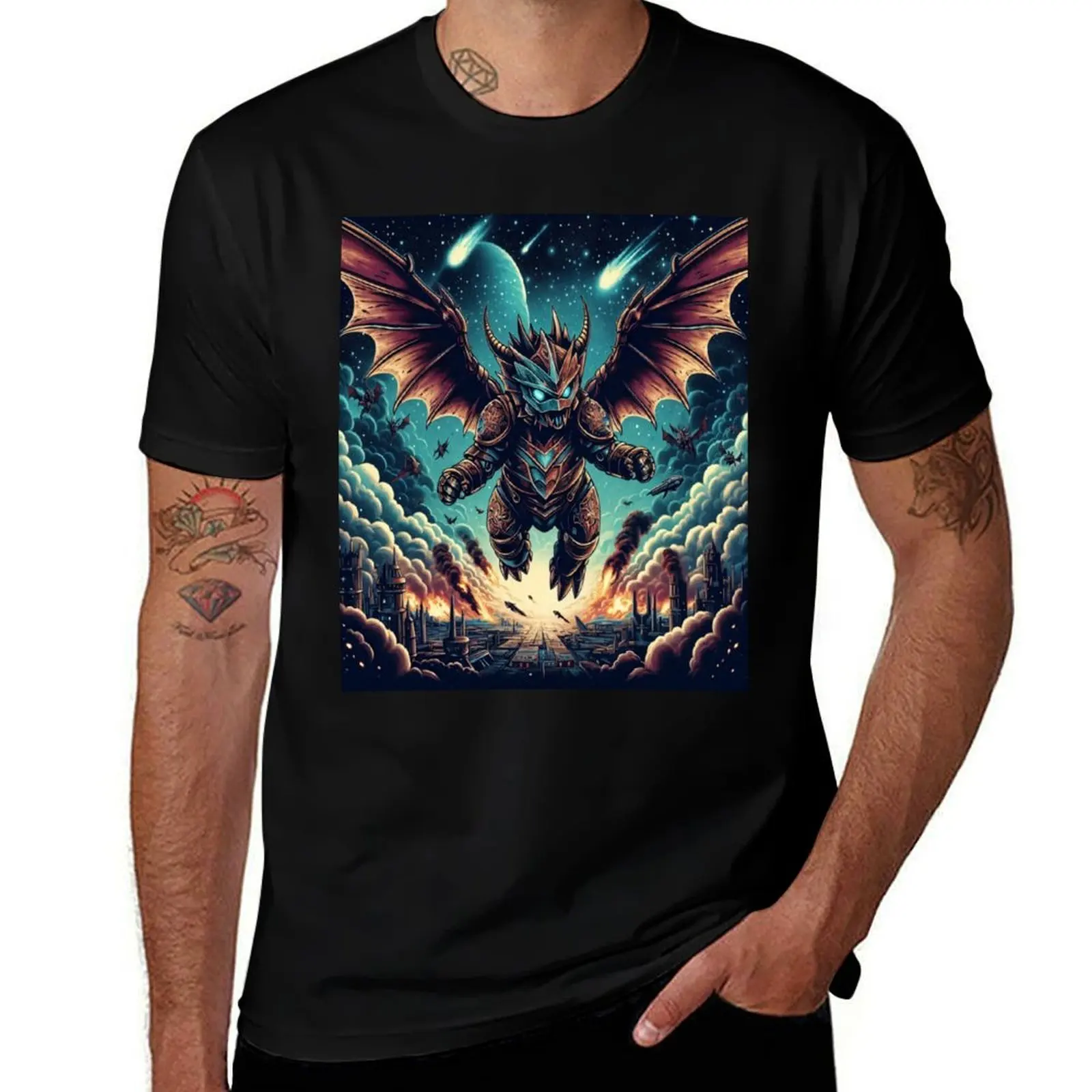 Galactic Battle Dragon - Model 1 T-Shirt oversized t shirt sports fans cotton man t-shirts T-shirt men — купить у AliExpress WW