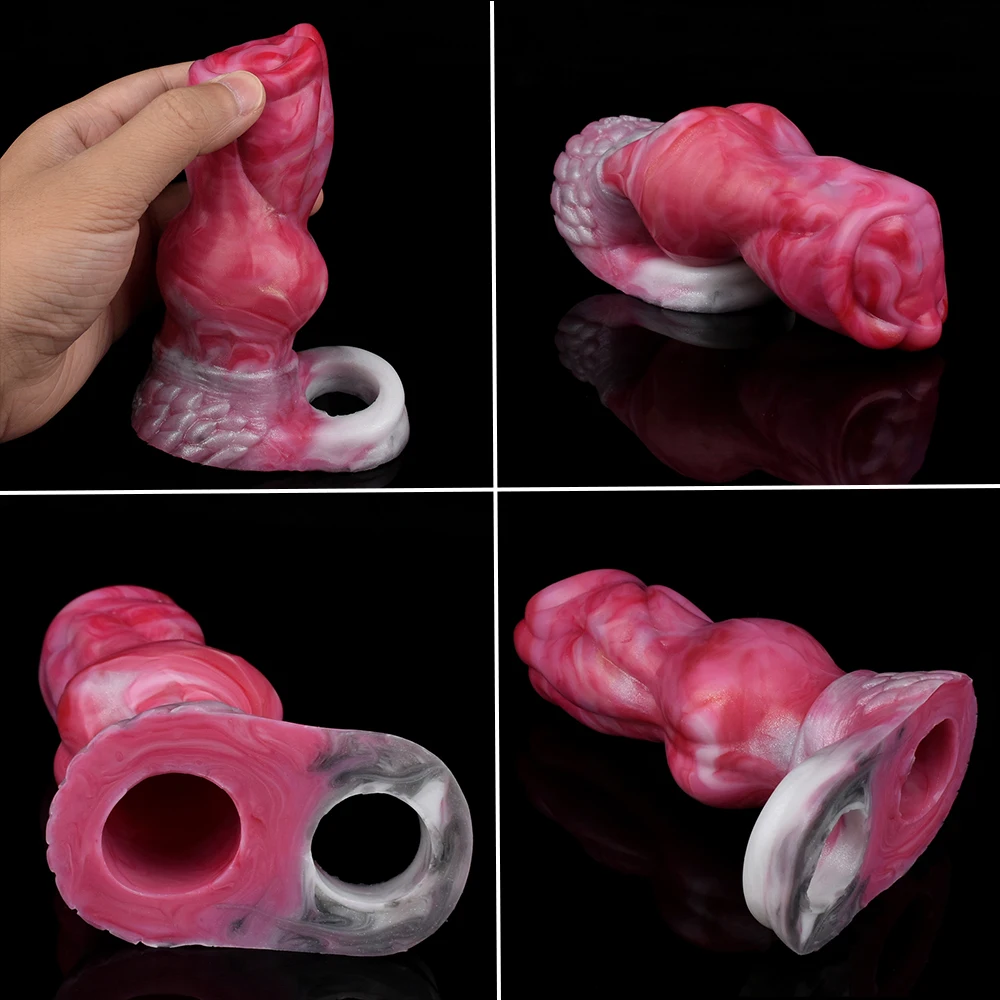 YESBUY Thick Wolf Dildo Sleeve Big Knot Penis Sheath For Men Dick Enlargement Sex Toy Delay Pleasure Time Butt Vaginal Massager