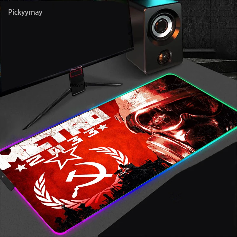 rgb gaming mouse pad grande gamer xxl led computador mousepad metro 2033 mause tapete com luz de fundo para o teclado do computador tapetes de mesa 01