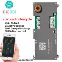 Jikong Start Car 4S to 8S 2A Active Balance BMS 3000A Engine Motorcycle 200A Charge Discharge Protection Board JK 12V 24V Smart