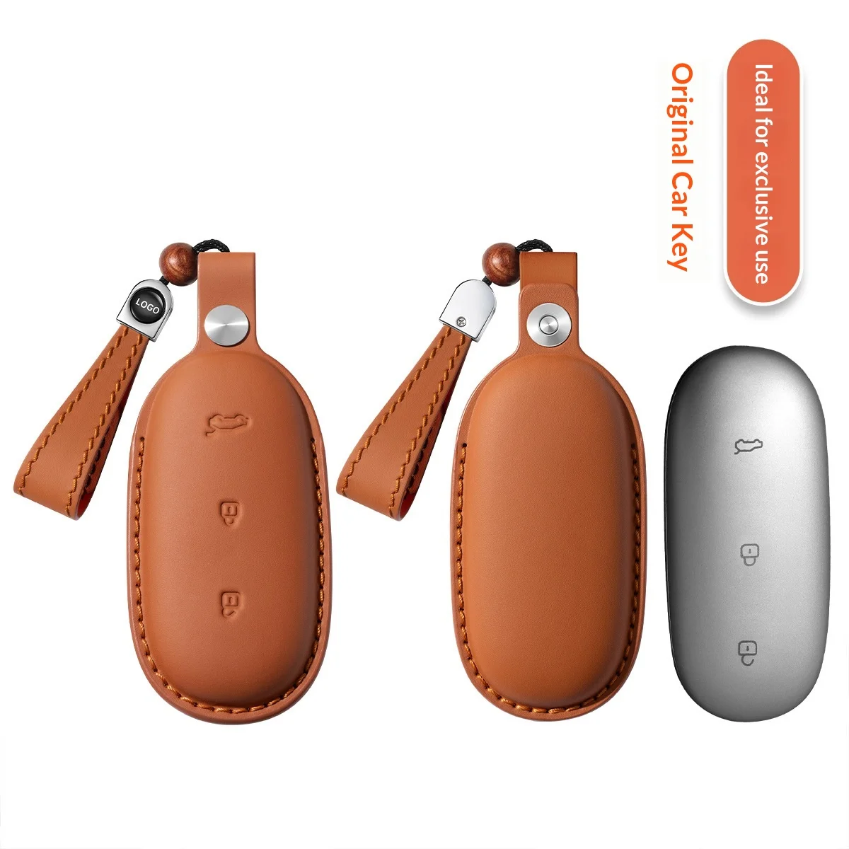 Genuine Leather Car Key Cover For New Li Auto L6 L7 L8 L9 Pro Max Auto Remote Key Shell Protector With Key Ring