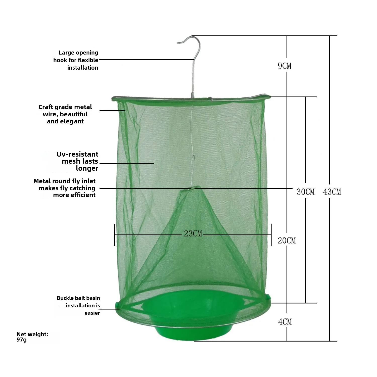 Garden Hanging Flytrap Cage Insecticide Reusable Hanging Flytrap Cage , Mesh Flytrap Cage