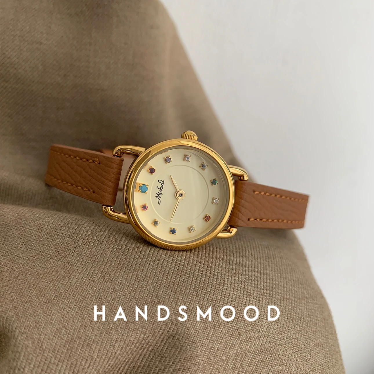 

French exquisite colored zircon scale leather women's watch fashionable quartz watch high-end luxury women's watch