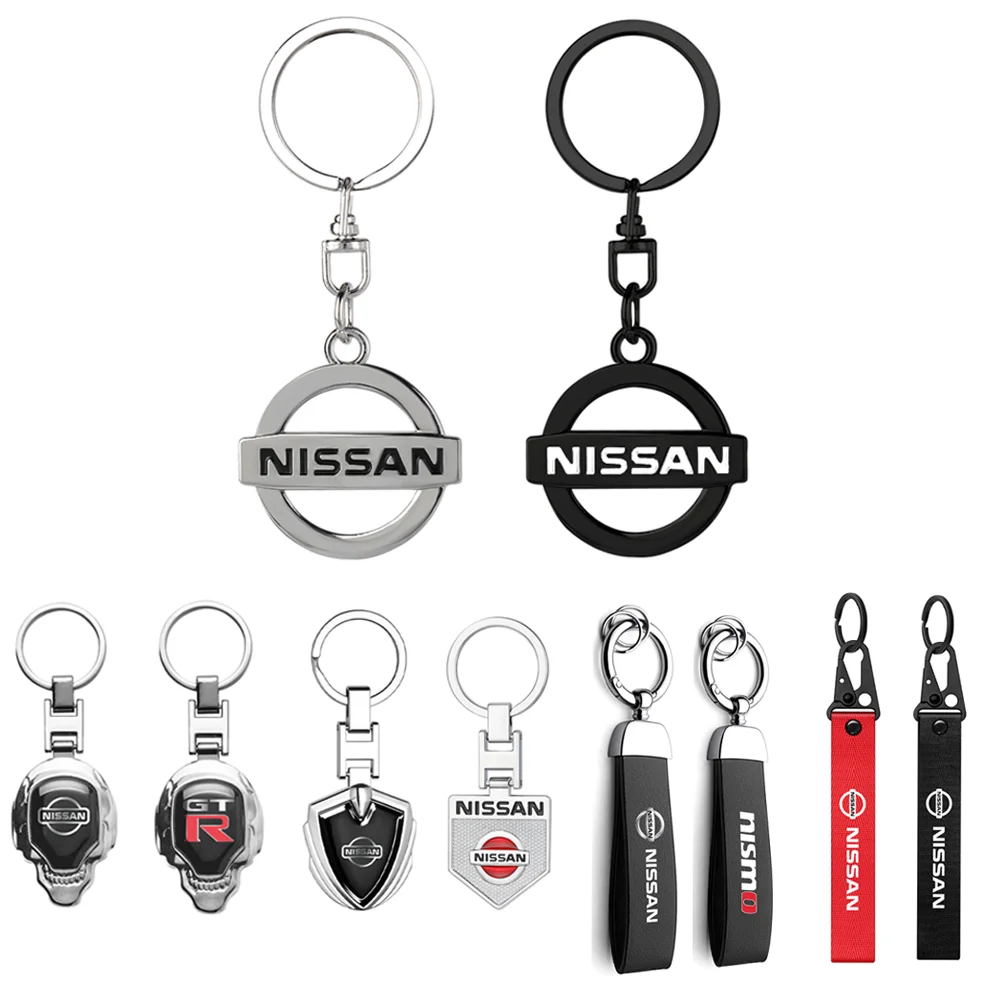 1Pcs 3D Zinc Alloy Logo Car Keychain Key Rings Key Holder Accessories For Nissan Nismo Qashqai J10 Juke XTrail Leaf Pulsar Teana