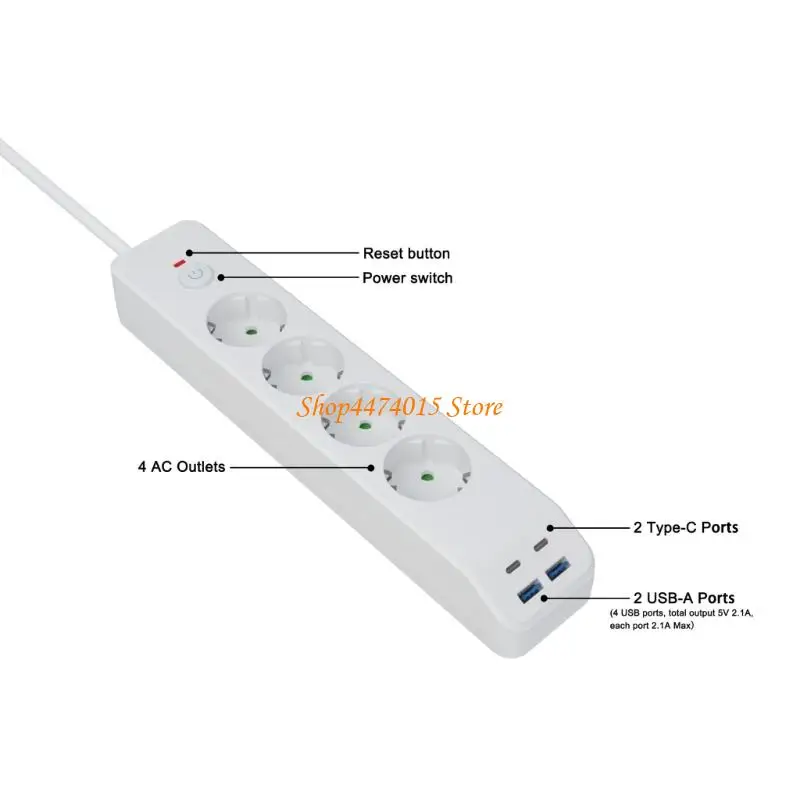 

Power Pints ​​K1AA с 4 USB -портом удлинителя шнурного шнурного шнура