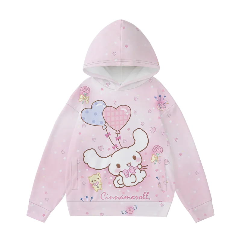 3D cartoon anime Sanrio Cinnamoroll hooded hoodie for male and female couples children's parent-child hoodies clothing Tees