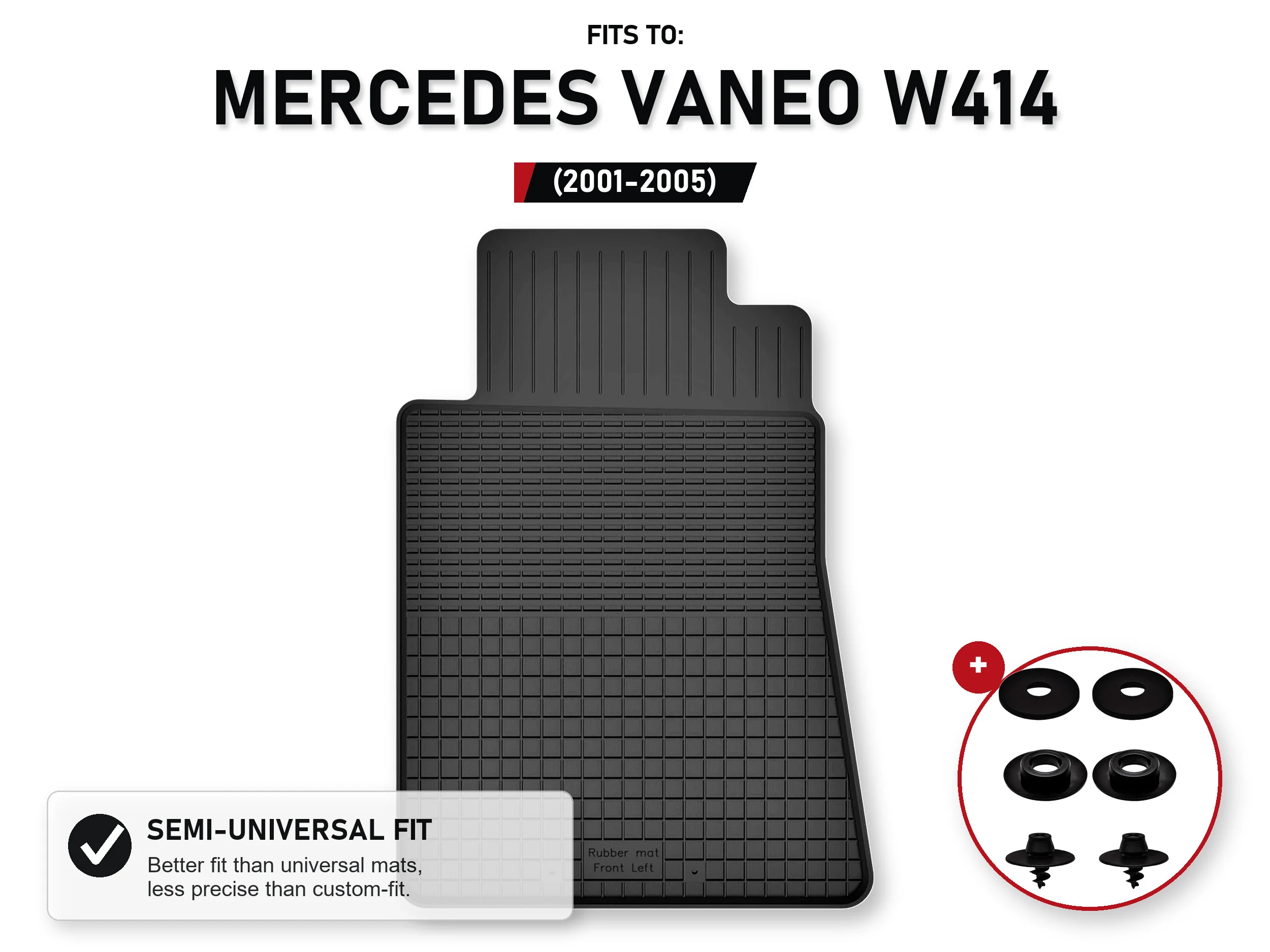 Bestuurdersmat voor: Mercedes Vaneo W414 2001-2005 Minivan met stoppers