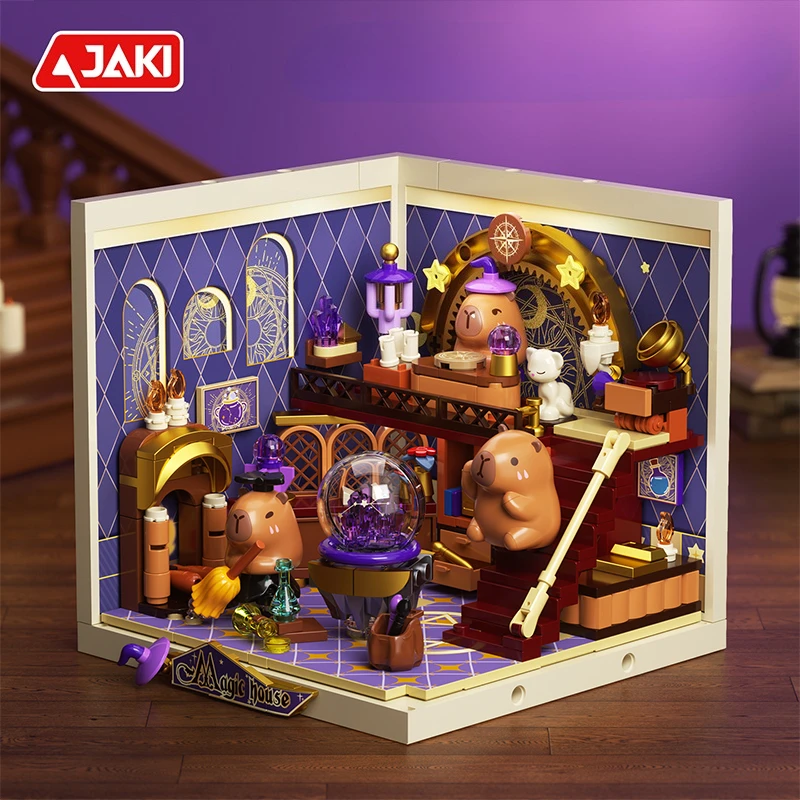 كابيبارا سوبر تاون سلسلة اللبنات الرجعية نموذج الحلي الطوب سطح المكتب الحلي الاطفال التعليمية لتقوم بها بنفسك لعبة هدايا العيد