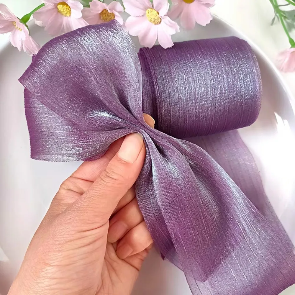 New 5M Pleated Chiffon Ribbon 6cm Wide DIY Bow Ribbon Tulle Yarn Wedding Party Supplies