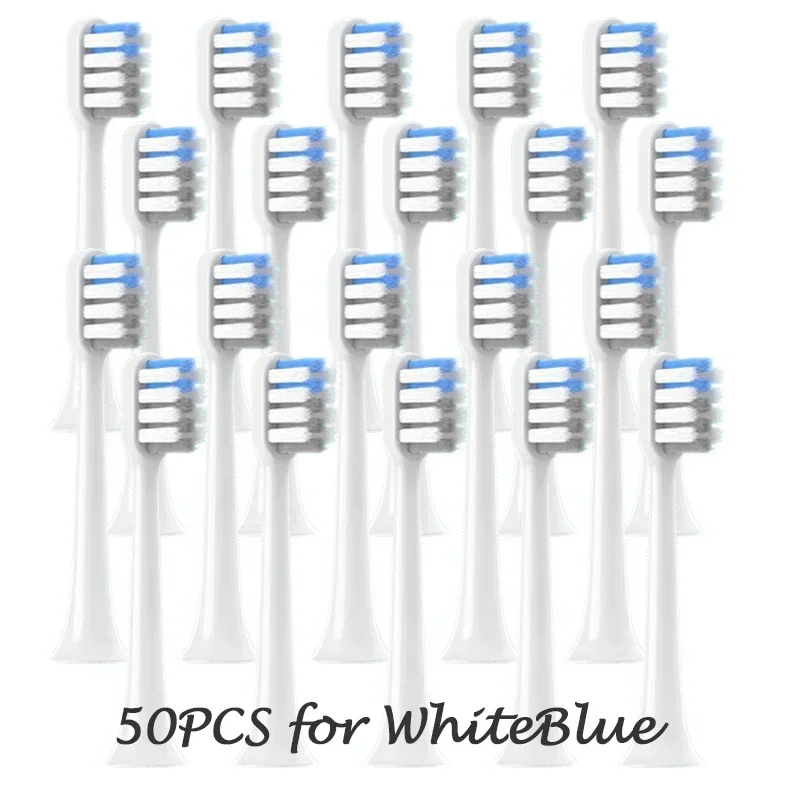 20/50PCS Replacement Brush Heads for XIAOMI T200 White/GrayBlue Deep Cleaning Electric Toothbrush Nozzles Soft DuPont Bristle