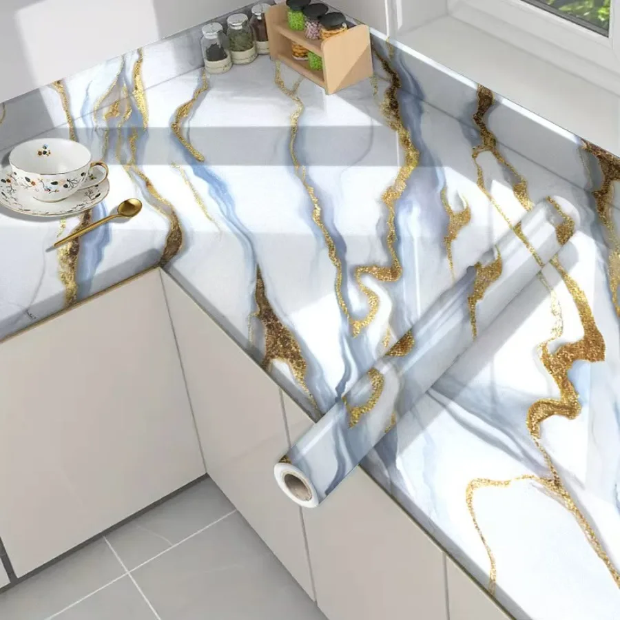 Aluminum Foil Stove Fire Prevention Oil Proof Self Adhesive Wallpaper Muebles Kitchen Cabinets Desktop Waterproof Contact Paper