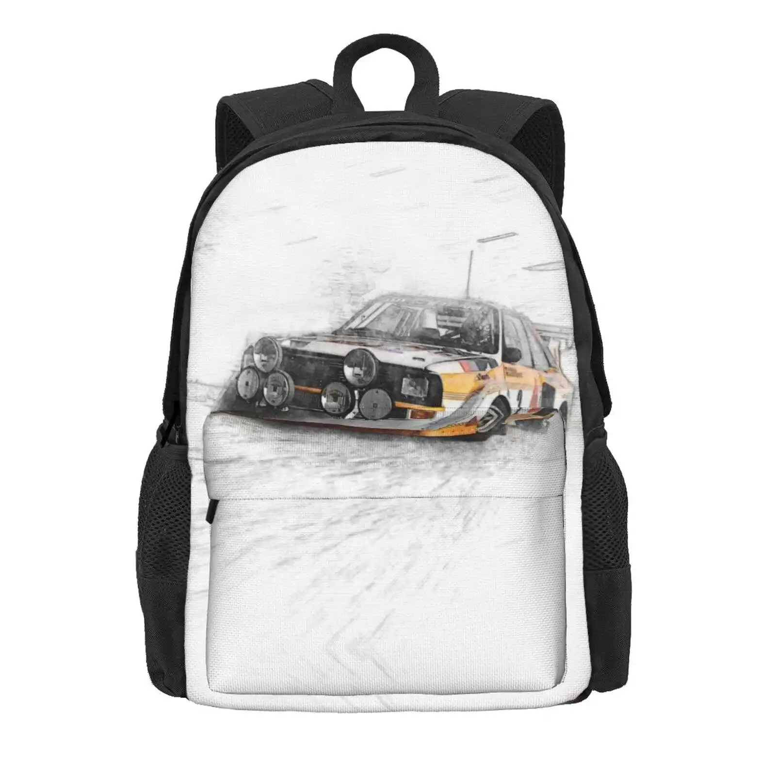 Rally Car Illustration Hot Sale Schoolbag Backpack Fashion Bags Off Road Raly Group B Quatro Painting Effect Racing Rally